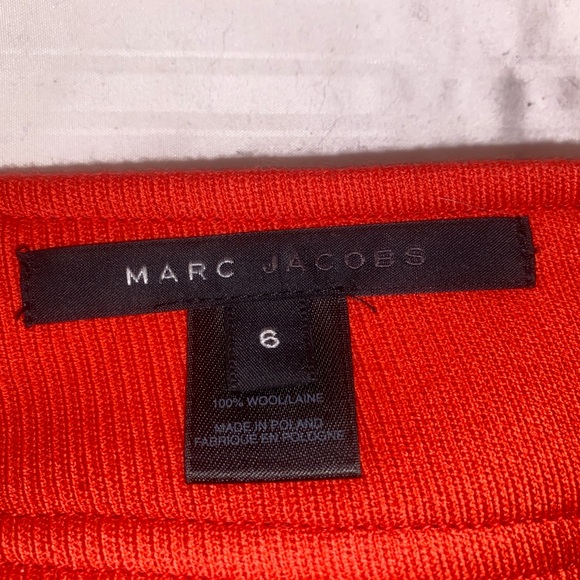 Marc Jacobs, Red, Wool Skirt with Leather Detail, Size 6 - Picture 8 of 8